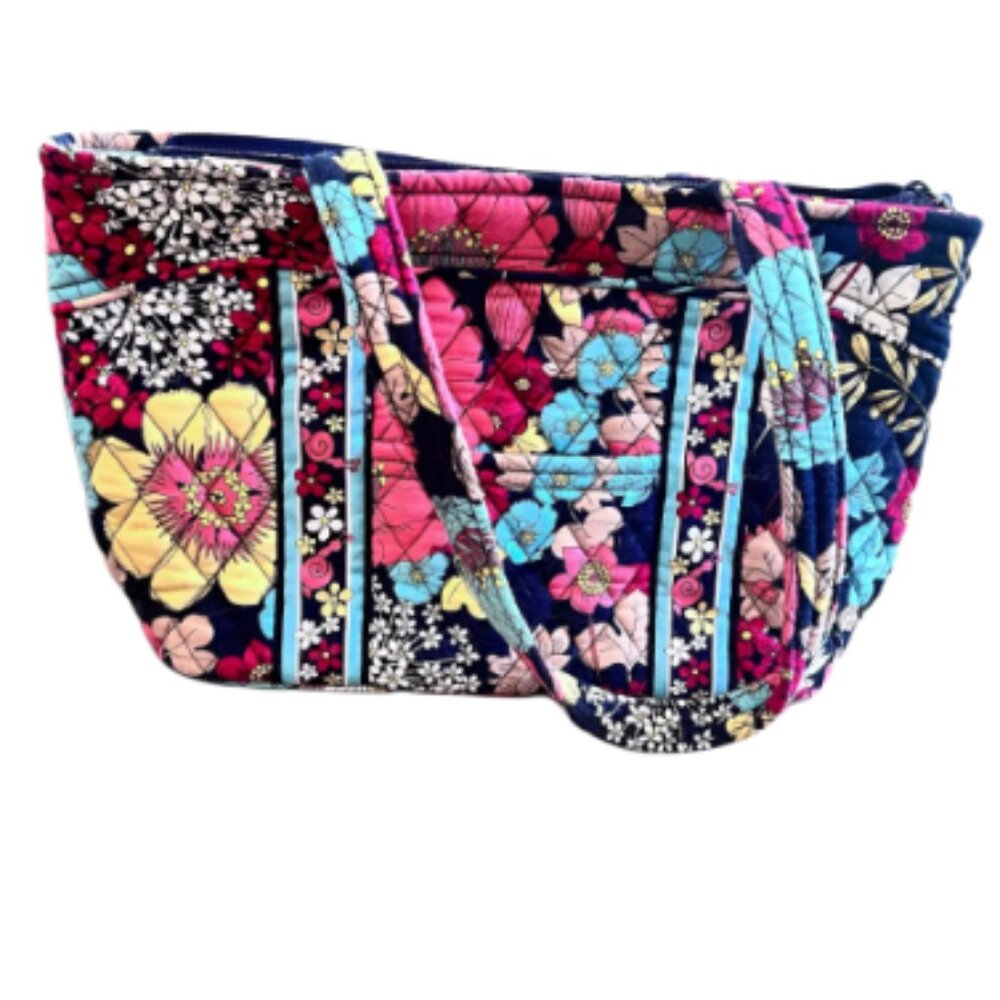 Vera Bradley Quilted Tote Bag - Vibrant Floral & Leaf Pattern